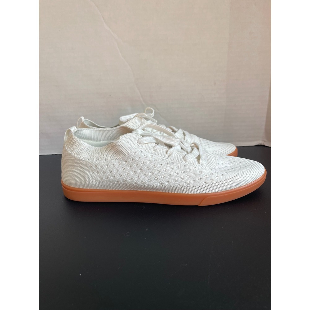 SUAVS White Knit Sneakers Gum Sole Lightweight Casual Shoes Men's